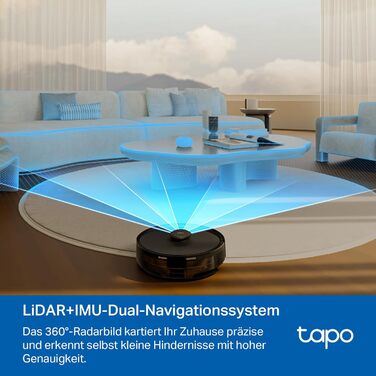 Робот-пилосос Tapo RV30 Max з функцією миття підлоги, 5300Pa, LiDAR+IMU, голосове керування Alexa, додаток
