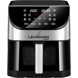 Аерофритюрниця Lehmann 6 л, 10 програм, 1500 Вт, з таймером і LED-екраном, температура 76-200°C, олії не потребує
