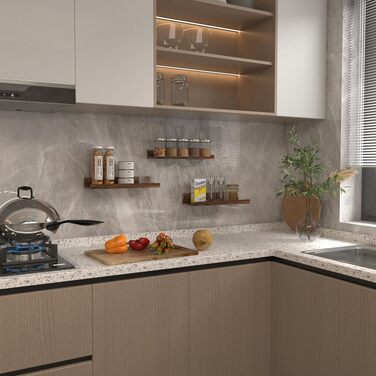 Полиця настінна EXYGLO 40 см, комплект 3 шт., коричнева - для вітальні, кухні, дитячої, спальні