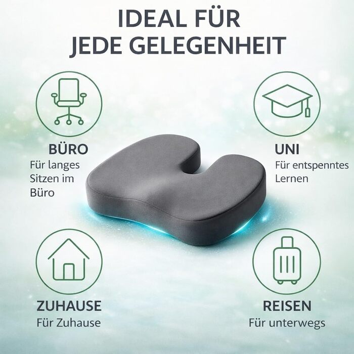 Ортопедична подушка для сидіння Universe-GL з піни Memory Foam: підтримка куприка, зняття болю в спині, знімний чохол