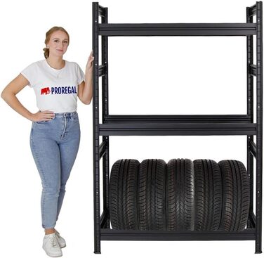 Стелаж для шин PROREGAL Dino, 180x120x50 см, чорний, до 12 шин, вантажопідйомність 150 кг | для гаража, підвалу, майстерні