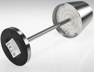 Настільна LED лампа ChiliTec з акумулятором, димуванням, 30 см, USB зарядка, для дому та вулиці, IP44, тепле світло, сенсорний вимикач, срібляста
