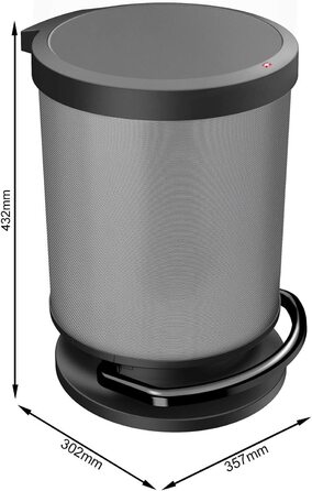 Смітник Rotho Paso 20 л з педаллю та кришкою, пластик, BPA-free, карбон металік