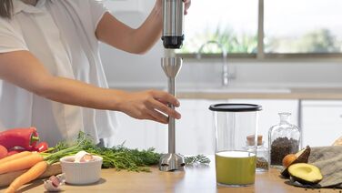 Блендер Cecotec Stabmixer Power TitanBlack 1500 XL Cream: 1500 Вт, технологія CrossBlades, титанове покриття, XL-ніжка, захист від бризок, 2 насадки