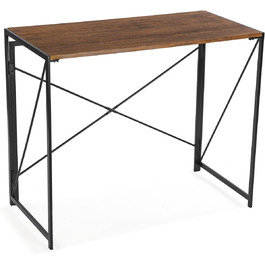 Стіл для комп'ютера Versa Jack, робочий стіл, компактний, складаний, 74x45x90 см, дерево та метал, коричневий/темно-коричневий