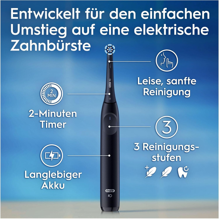 Електрична зубна щітка Oral-B iO Series 2 з магнітною технологією, 3 режими чищення, колір Night Black