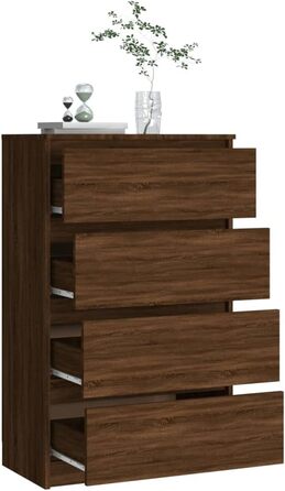 Комод vidaXL з 4 шухлядами, бетонно-сірий, 60x35x98,5 см, сучасний, деревостружкова плита, для вітальні, з великим місцем для зберігання