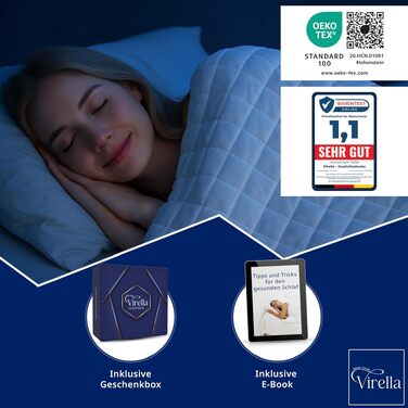 Обтяжувальна ковдра Virella 5 кг, 135x200 см, важка ковдра для сну з 100% бавовни
