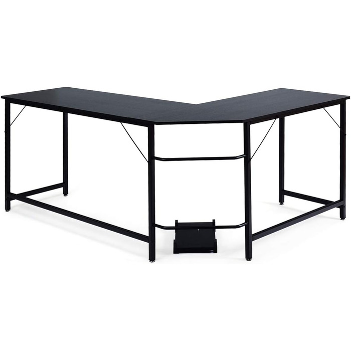 Кутовий комп'ютерний стіл COSTWAY L-подібний, дуб натуральний, 168x125x74 см, з підставкою для системного блоку, для домашнього офісу та геймінгу
