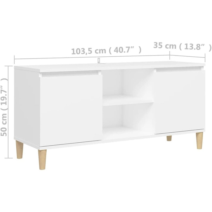 vidaXL ТВ-тумба з масивними ніжками, комод, білий, 103,5x35x50 см