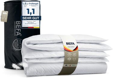 Зимова пухова ковдра BEFA NATUR 155x220 см, 60% пух, 40% перо, гіпоалергенна, сертифікат OEKO-TEX 100, Made in Germany