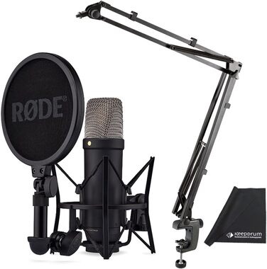 Студійний мікрофон Rode NT1 5th Gen Black XLR/USB + тримач K-M 23840 + мікрофіброва серветка Keepdrum