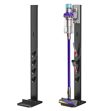Тримач для пилососа PEGZONE для Dyson (V6, V7, V8, V10, V11, V12, V15, Gen5) — настінний органайзер для насадок з 4 гачками та 4 полицями, чорний