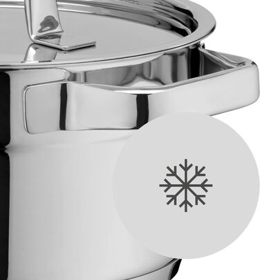 Набір каструль WMF Compact Cuisine 5 предметів, індукційний, нержавіюча сталь, з кришками, полірований Cromargan, без покриття, з внутрішньою шкалою