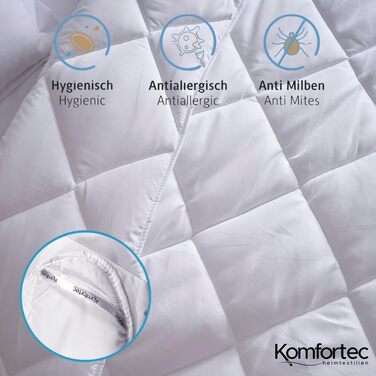 Зимова ковдра Komfortec 135x200 см, тепла гіпоалергенна ковдра для зими, щільність 440 г/м², біла