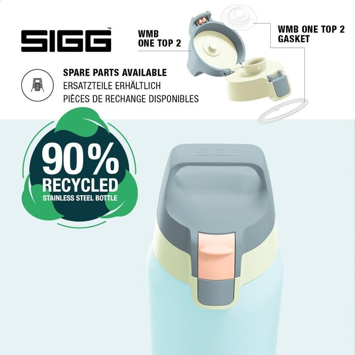 Спортивна пляшка для води Sigg Shield ONE з нержавіючої сталі для газованих напоїв, герметична, BPA-free, 0.75 л, колір Breeze