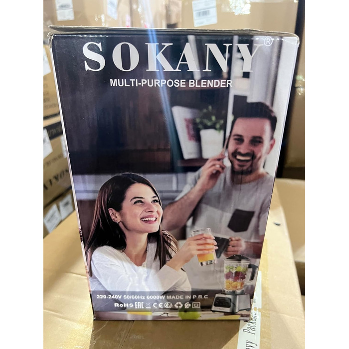 Потужний стаціонарний блендер SOKANY SK-999 6000 Вт, 2-в-1: блендер 2,5 л та кавомолка, 15 швидкостей, функції подрібнення льоду та самоочищення, без BPA, для смузі