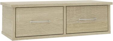 Настінна полиця з 2 шухлядами vidaXL, дуб сонома, 60x26x18,5 см, деревостружкова плита