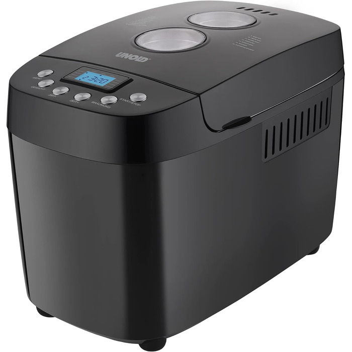 Хлібопічка Unold 68525 BACKMEISTER Big Black, чорна, до 1.5 кг, 15 програм, для безглютенового хліба, таймер, підтримка тепла, LCD дисплей