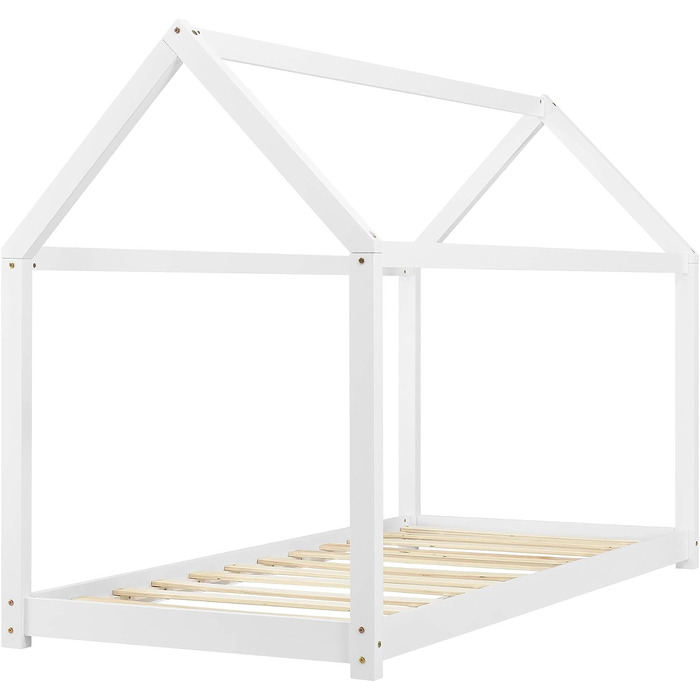 Дитяче ліжко Netstal Hausbett Bodenbett з сосни, 90x200 см, білий колір, без матрацу