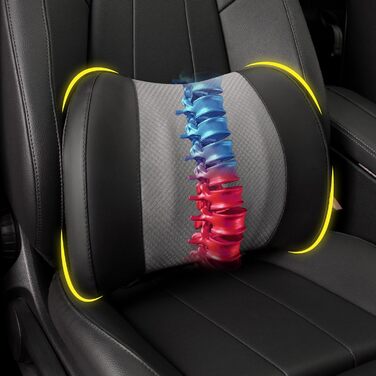 Подушка для підтримки попереку, Memory Foam, для спини, авто, офіс, крісло, інвалідний візок - чорний та сірий