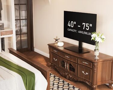 Підставка для телевізора FITUEYES 40-75'' (LCD/LED/OLED/Plasma), до 40 кг, регулювання висоти, VESA 600x400 мм, для плоских і вигнутих екранів