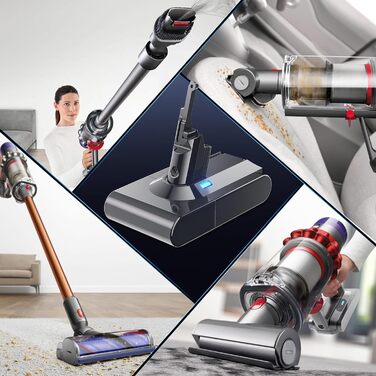 Акумулятор для пилососа Dyson V10 (Powtree) + фільтр та гвинти - 6.0Ah, Сірий