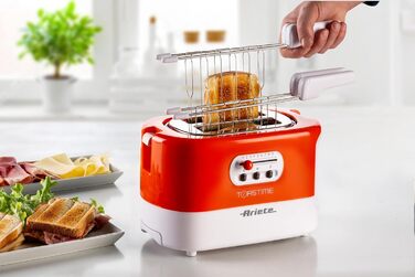 Тостер Ariete 159 Toasttime, 2 скибки, 700 Вт, 9 режимів, біло-оранжевий