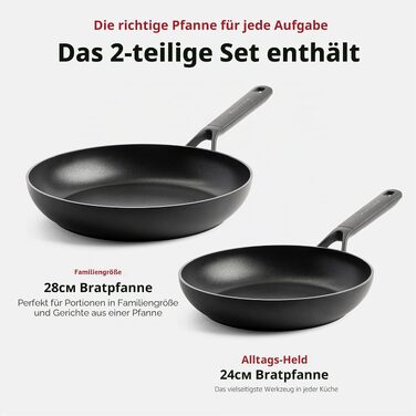 Набір сковорідок KitchenAid Classic для індукційних плит (20, 24, 28 см), з керамічним антипригарним покриттям без PFAS, анодований алюміній, чорний