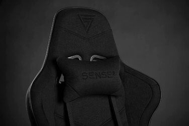 Ігрове крісло SENSE7 Spellcaster, ергономічне, з регульованою поперековою підтримкою, нахилом та механізмом гойдання, тканинне, для комп'ютера, офісу, чорне, до 150 кг