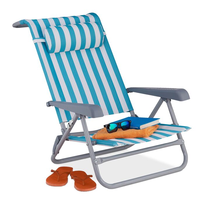 Розкладний шезлонг Relaxdays з подушкою для шиї