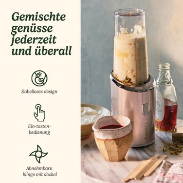 Портативний блендер Cuisinart 450 мл, акумуляторний, USB, для смузі, льоду, фрапе, молочних коктейлів, BPA-free Tritan, з кришкою та стаціонарною підставкою