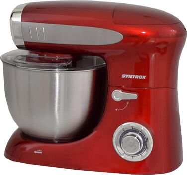 Кухонна машина Syntrox Deluxe 1300 Вт, міксер і м’ясорубка, багатофункціональний кухонний комбайн з насадками, червоний