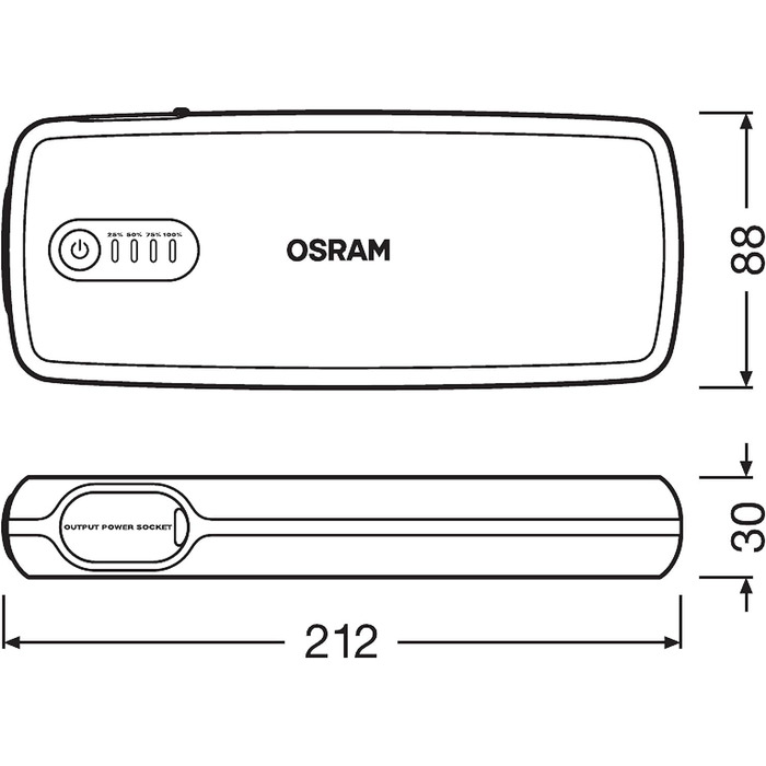 Osram BATTERYstart 400: Літієвий пусковий пристрій 2000A 12V з Powerbank для бензинових та дизельних двигунів (до 8L бензин, 4L дизель), 16800mAh
