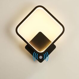 Сучасний LED настінний світильник з датчиком руху, 18 Вт, 3000K, алюмінієва чорна лампа для коридору, сходів, балкона, вітальні, спальні