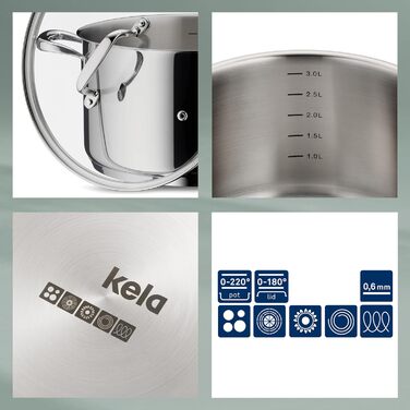 Каструля Kela Flavoria 3,2 л з нержавіючої сталі 18/8