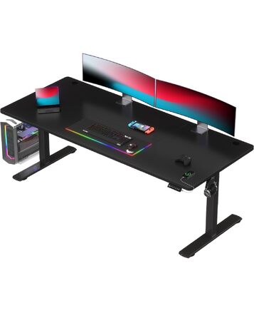 Регульований по висоті письмовий стіл Devoko з USB-портами, 180x80 см, чорний