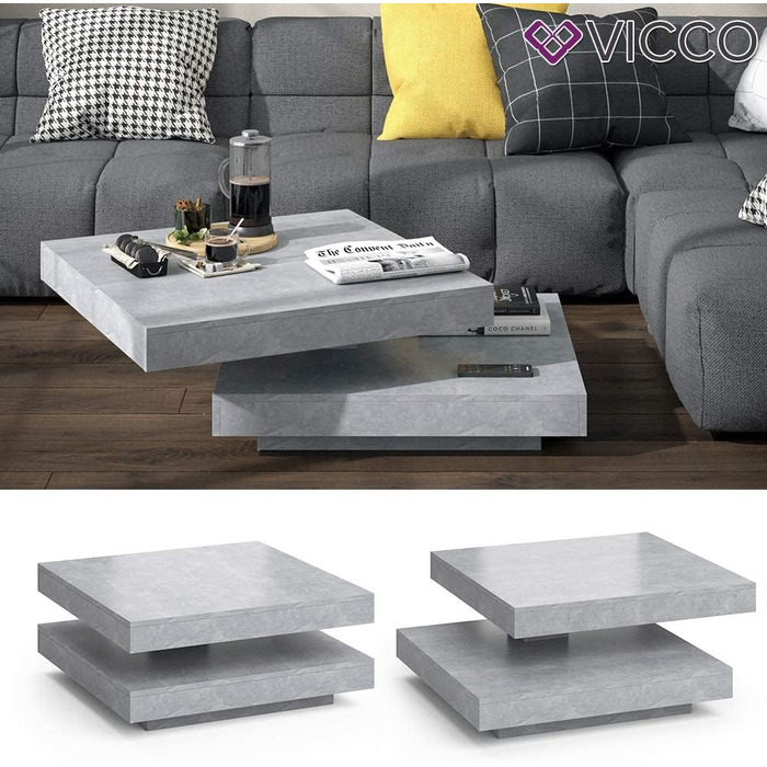 Журнальний стіл Vicco Elias, бетон, 70x34 см