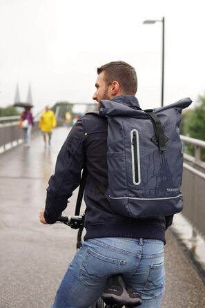 Рюкзак travelite Rolltop 19 л водонепроникний для велосипеда та міста, з відбивачами, синій (марін)