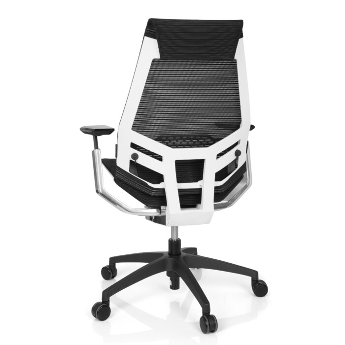 Офісне крісло GENIDIA SMART WHITE CM сітка чорний AL Chrom hjh OFFICE