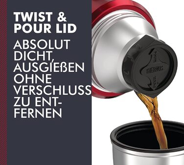 Термос Thermos Stainless King 1,2 л з ручкою, нержавіюча сталь, колір журавлина