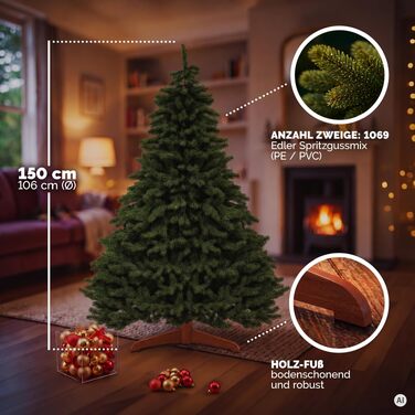 Штучна ялинка CASARIA Premium для Нового року та Різдва, 150 см