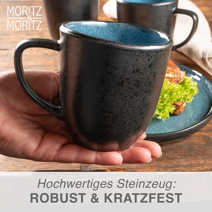 Набір керамічних чашок для кави Moritz & Moritz Organic Blue, 6 шт, синій градієнт, стійкі до миття в посудомийній машині