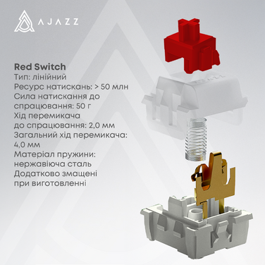 Дротова механічна клавіатура Ajazz NK68 V2 Red Switch (NK68-V2-R-PWB)