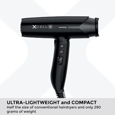 Ультралегкий іонний фен GAMMA+ XCELL S 290 г з антибактеріальним ефектом, тиха робота, Smart Memory, LED-екран, самочищення, золотисто-рожевий, SCHUKO-штекер