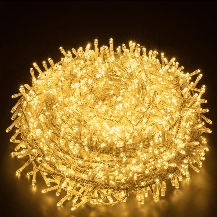 Світлодіодна гірлянда Elegear 1000 LED (25м), вулична новорічна ілюмінація, теплий білий колір, мережева