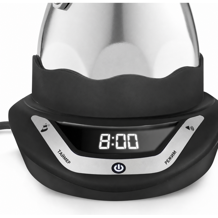 Електрична кавоварка Bialetti Moka з таймером, 6 чашок, 365 Вт, сріблясто-чорна