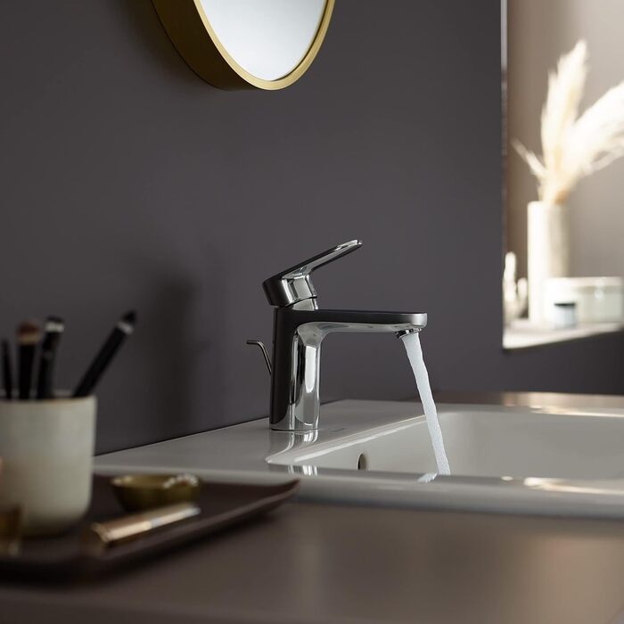 Змішувач для ванної кімнати Hansgrohe Vernis Blend з подовженим виливом 100 мм та системою зняття кришки, економічний (EcoSmart), хром