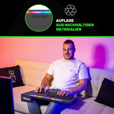 Couchmaster CYCON³: Ергономічний стіл для ноутбука для дивану, софи та ліжка з USB хабом (Чорний)