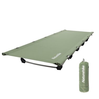 Кемпінгове ліжко Naturehike Ultralight — ультралегке розкладне польове ліжко для дорослих, нагрузка до 150 кг, для намету, походів та подорожей, колір горохово-зелений